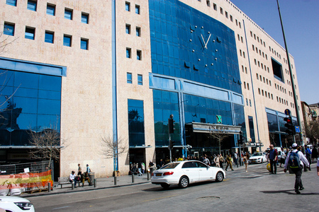 View of the traffic in Jerusalem Yafo street Israel March 4-2018 noonのeditorial素材