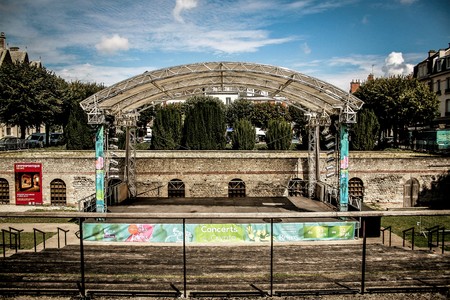 View of buildings in the street of Reims in France on the morningのeditorial素材