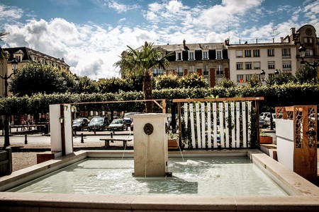 View of buildings in the street of Reims in France on the morningのeditorial素材