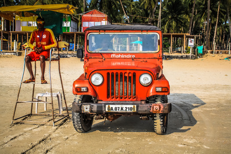 Life guard working on the beach of Palolem Goa India October 26-2017 in the morningのeditorial素材
