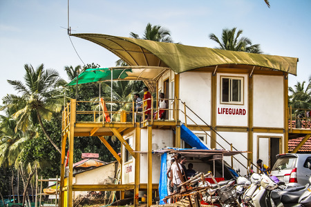 Life guard working on the beach of Palolem Goa India October 26-2017 in the morningのeditorial素材