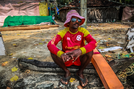 Life guard working on the beach of Palolem Goa India October 26-2017 in the morningのeditorial素材