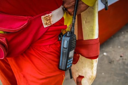 Closeup of life guard working on the beach of Palolem Goa Indiaの写真素材