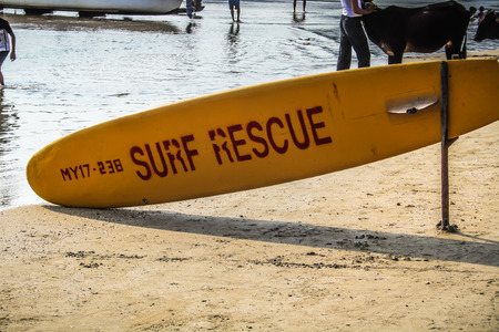 Surfboard on the beach of Palolem Goa Indiaの写真素材