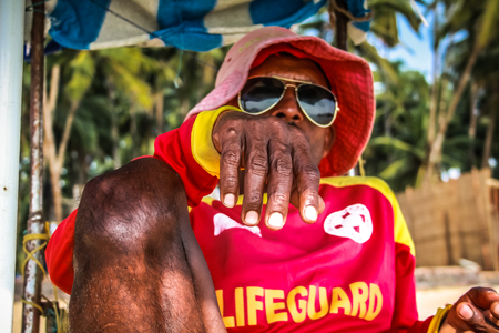 Life guard working on the beach of Palolem Goa India October 26-2017 in the morningのeditorial素材