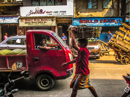 View of the street of Mumbai December 25, 2017 on the morningのeditorial素材