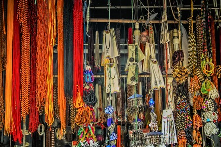 View of an Indian shop in main street at Gokarna Karnataka India October 30, 2017 morningのeditorial素材