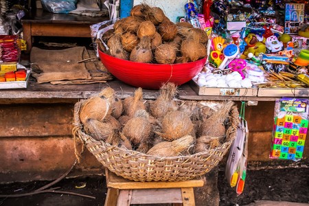 View of an Indian shop in main street at Gokarna Karnataka India October 30, 2017 morningのeditorial素材