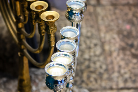 Closeup of handcrafted decorative objects at the bazaar of Jerusalem Israel March 23, 2018 morningの写真素材