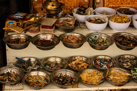 Closeup of handcrafted decorative objects at the bazaar of Jerusalem Israel March 23, 2018 morningのeditorial素材