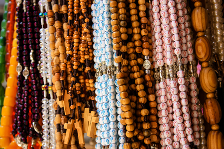 Closeup of handcrafted decorative objects at the bazaar of Jerusalem Israel March 23, 2018 morningのeditorial素材
