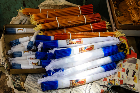 Closeup of handcrafted decorative objects at the bazaar of Jerusalem Israel March 23, 2018 morningのeditorial素材