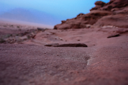 View of the Jordanian desert landscapeの写真素材