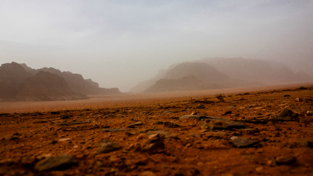 View of the landscape of the Jordanian desertの写真素材