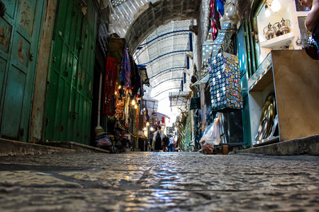 Closeup of a street in the old city of Jerusalemのeditorial素材