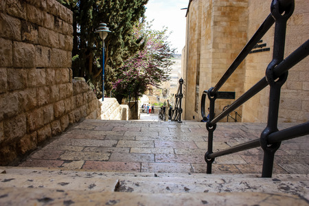 Panoramic view of Jerusalem street from the ground