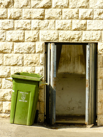 Garbage container in the streets of Jerusalem in Israel April 7, 2018 morningの写真素材