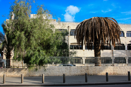 Jerusalem Israel April 11, 2018 View of the building at Koveshei Katamon street in Jerusalem afternoonのeditorial素材