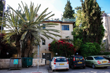 Jerusalem Israel April 11, 2018 View of the building at Koveshei Katamon street in Jerusalem afternoonのeditorial素材