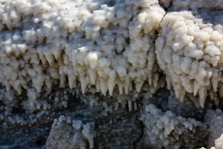 Closeup of salt crystals from the Dead Sea