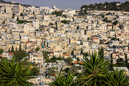 Jerusalem Israel April 16, 2018 Panoramic view of the city of Jerusalem on afternoon