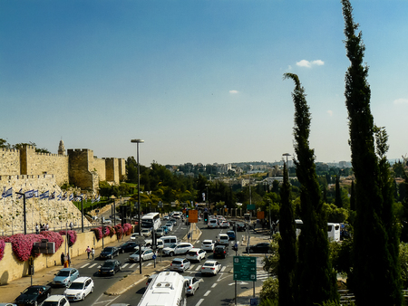 Jerusalem Israel April 16, 2018 Panoramic view of the city of Jerusalem on afternoonのeditorial素材