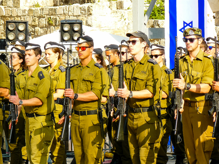 Jerusalem Israel April 16, 2018 Israeli army training for the Independence Day ceremony front the...