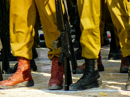 Jerusalem Israel April 16, 2018 Israeli army training for the Independence Day ceremony front the Western Wall of the old city of Jerusalem on afternoonのeditorial素材