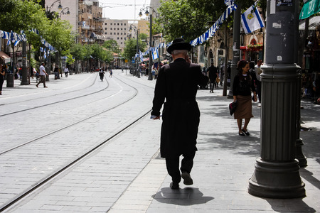 Jerusalem Israel May 02, 2018 Unknowns people walking on Jaffa street in Jerusalem on afternoonのeditorial素材