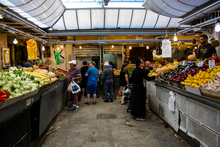 Jerusalem Israel May 02, 2018 Unknowns people shopping at the Mahane Yehuda Market in Jerusalem on the morningのeditorial素材