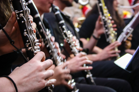 Jerusalem Israel May 10, 2018 The celebrations of the Middle Kingdom of the Golden Tooth Festival at the Old city of Jerusalem, View of the musicians of the avant-garde orchestra playing a music concert in the eveningのeditorial素材
