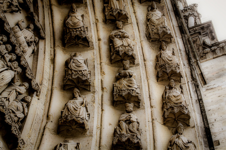 view of the cathedral Notre Dame of Reims in Franceの写真素材