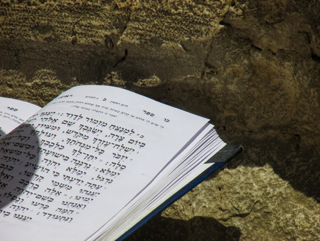 Jerusalem Israel May 21, 2018 View of an unknown religious Orthodox Jew praying in front of the western wall of the old city of Jerusalemのeditorial素材