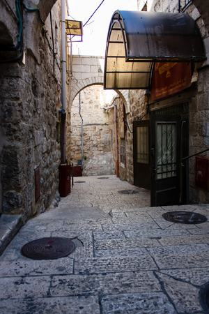 Jerusalem Israel May 17, 2018 View of the street of the Old city of Jerusalem in the jewish quarterのeditorial素材