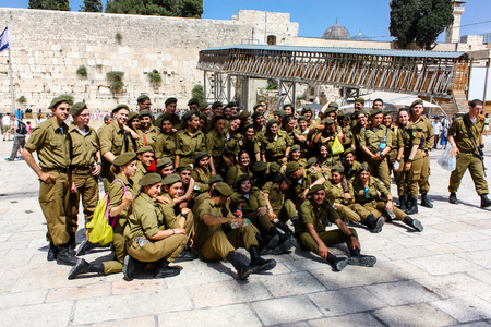 Jerusalem Israel May 21, 2018 View of a Israeli soldiers fraternity ceremony on the Western wall...