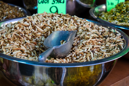 Jerusalem Israel May 24, 2018 Closeup of various spices sold in the market of Jerusalem in Israelのeditorial素材