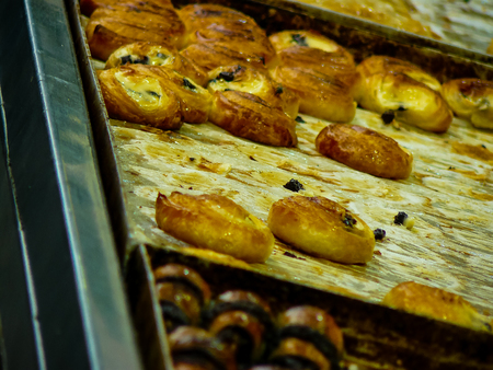 Jerusalem Israel May 24, 2018 Closeup of various pastries sold in the market of Jerusalem in Israel in the eveningのeditorial素材