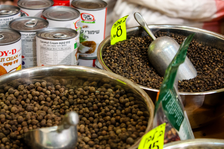 Jerusalem Israel May 24, 2018 Closeup of various spices sold in the market of Jerusalem in Israelのeditorial素材