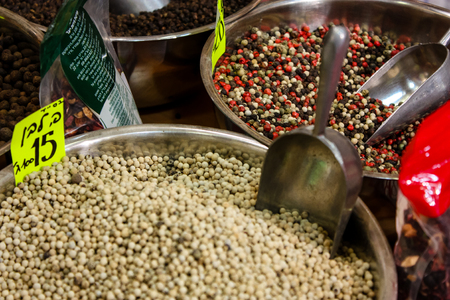 Jerusalem Israel May 24, 2018 Closeup of various spices sold in the market of Jerusalem in Israelのeditorial素材