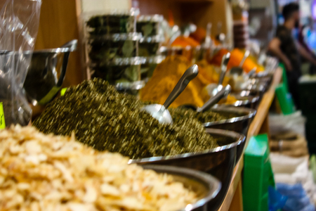 Jerusalem Israel May 24, 2018 Closeup of various spices sold in the market of Jerusalem in Israelのeditorial素材