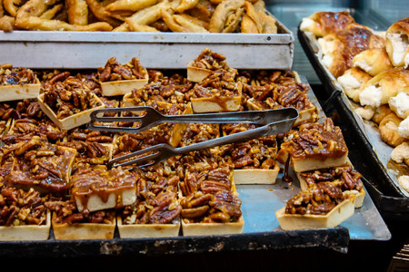 Jerusalem Israel May 24, 2018 Closeup of various pastries sold in the market of Jerusalem in Israel in the eveningのeditorial素材