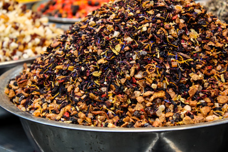 Jerusalem Israel May 24, 2018 Closeup of various dried fruits sold in the market of Jerusalem in Israelのeditorial素材