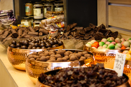 Jerusalem Israel May 24, 2018 Closeup of a food stand in the market of Jerusalem in Israelのeditorial素材