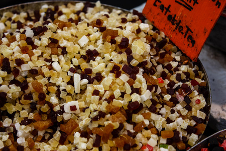 Jerusalem Israel May 24, 2018 Closeup of various dried fruits sold in the market of Jerusalem in Israelのeditorial素材