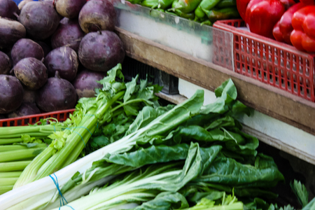 Jerusalem Israel May 24, 2018 Closeup of various vegetables sold in the market of Jerusalem in Israelのeditorial素材