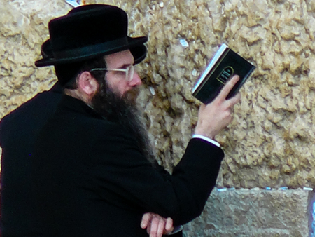 Jerusalem Israel May 17, 2018 Unknowns people praying front the Western Wall in the Old city of...