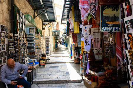Jerusalem Israel May 28, 2018 View of unknowns people walking in David street in the muslim quarter...