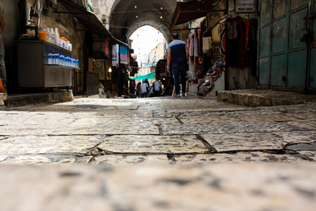Jerusalem Israel May 28, 2018 View of unknowns people walking in David street in the muslim quarter...