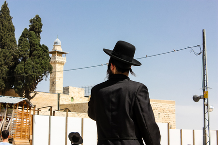 Jerusalem Israel May 21, 2018 View of unknowns people walking on the Western wall plaza in the old...
