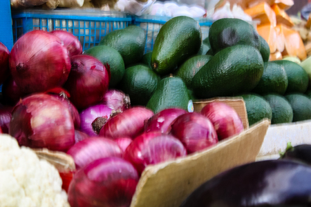 Jerusalem Israel May 24, 2018 Closeup of various vegetables sold in the market of Jerusalem in Israelのeditorial素材